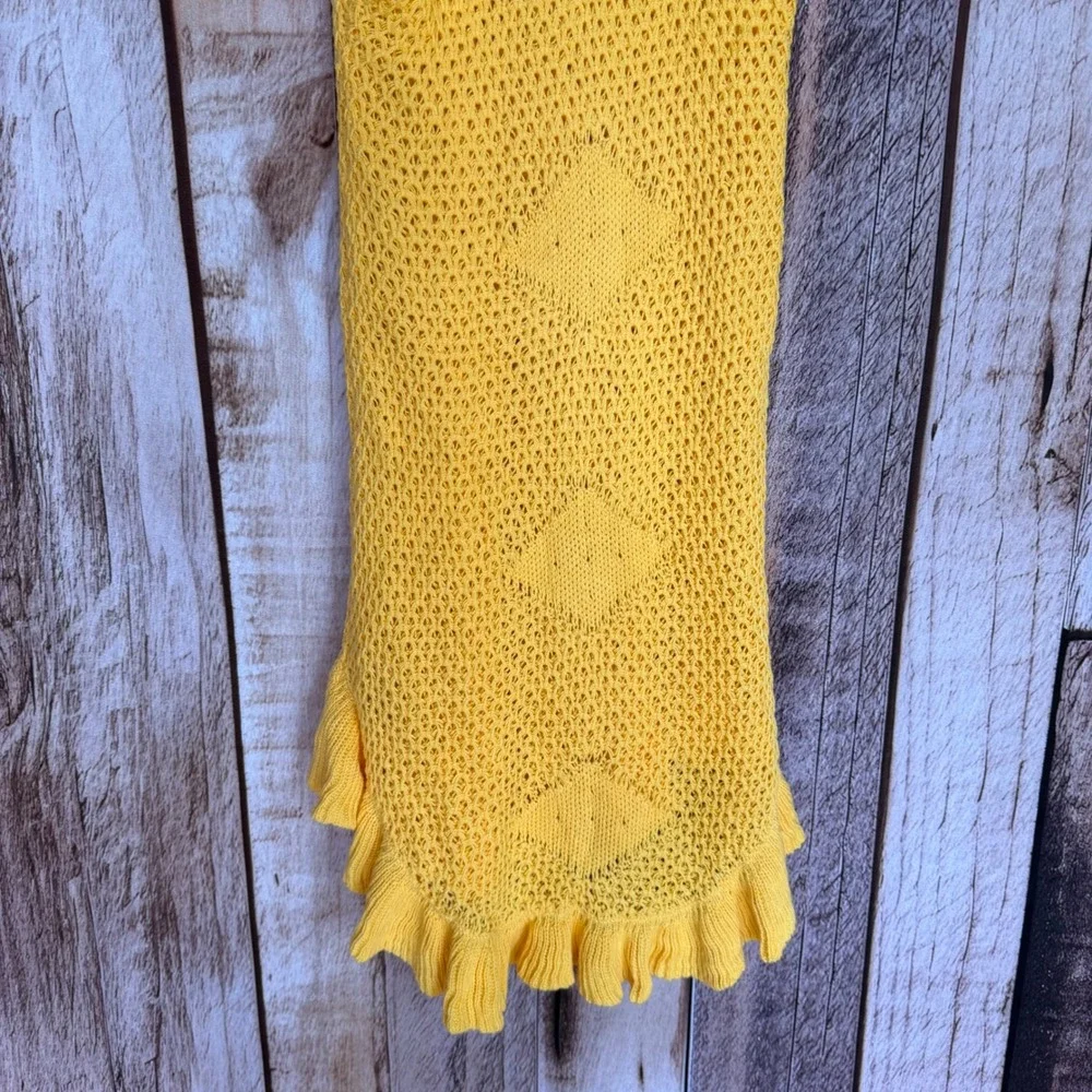 Free People Beach Mykonos Fauxchet Crochet Dress Sunset Gold‎ Coverup Medium NWT